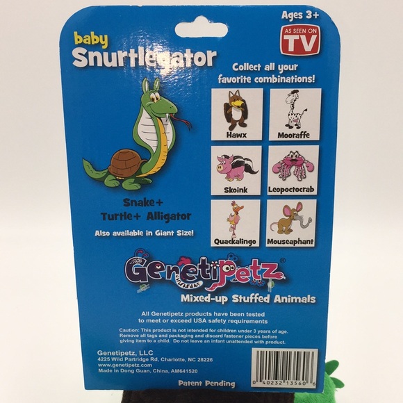 Genetipetz Snurtlegator Snake Turtle Alligator Plush Stuffed Animal - Picture 5 of 11